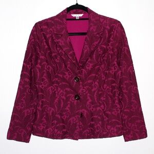 Cabi "Plumberry Frolic Jacket" Lace Overlay Blazer